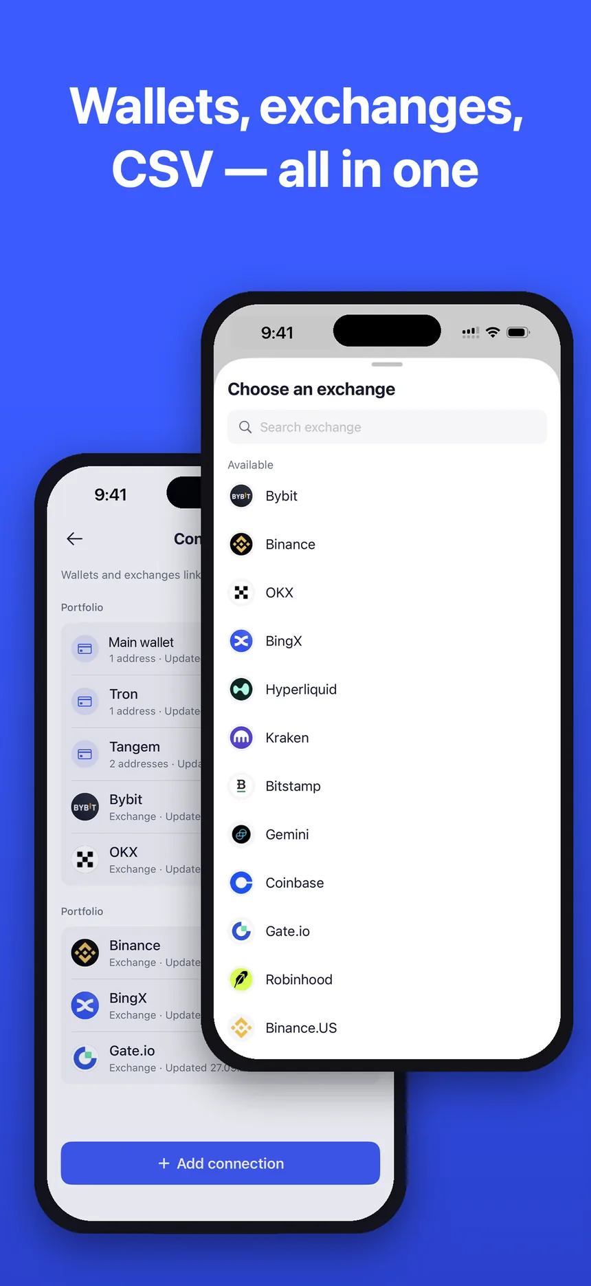 Wallets, exchanges, CSV — all in one
